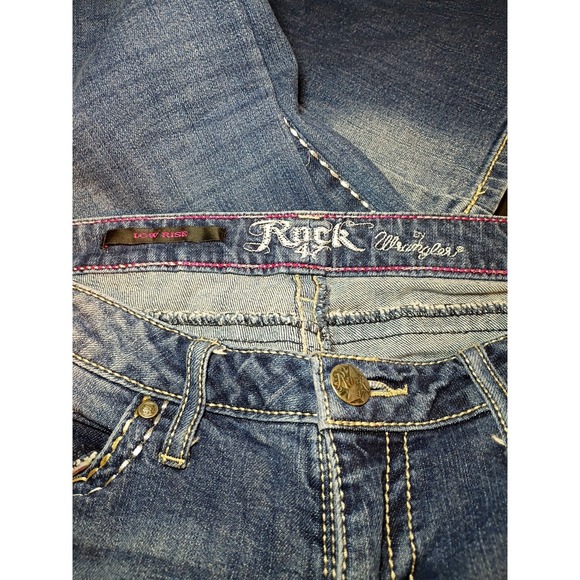 Wrangler Rock 47 Jeans Women 3/4 30x34 Bootcut Low Rise Y2K Cowgirl Rhinestones - Picture 2 of 10
